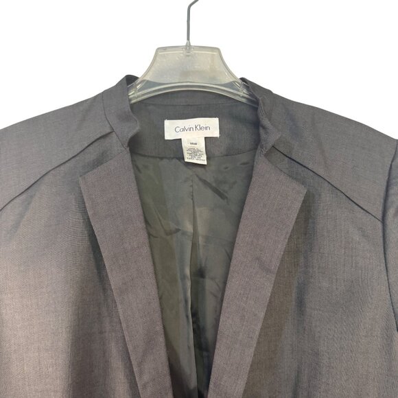 Calvin Klein Womens Grey Blazer Jacket Size 14W Viscose/Wool Blend - Picture 2 of 8